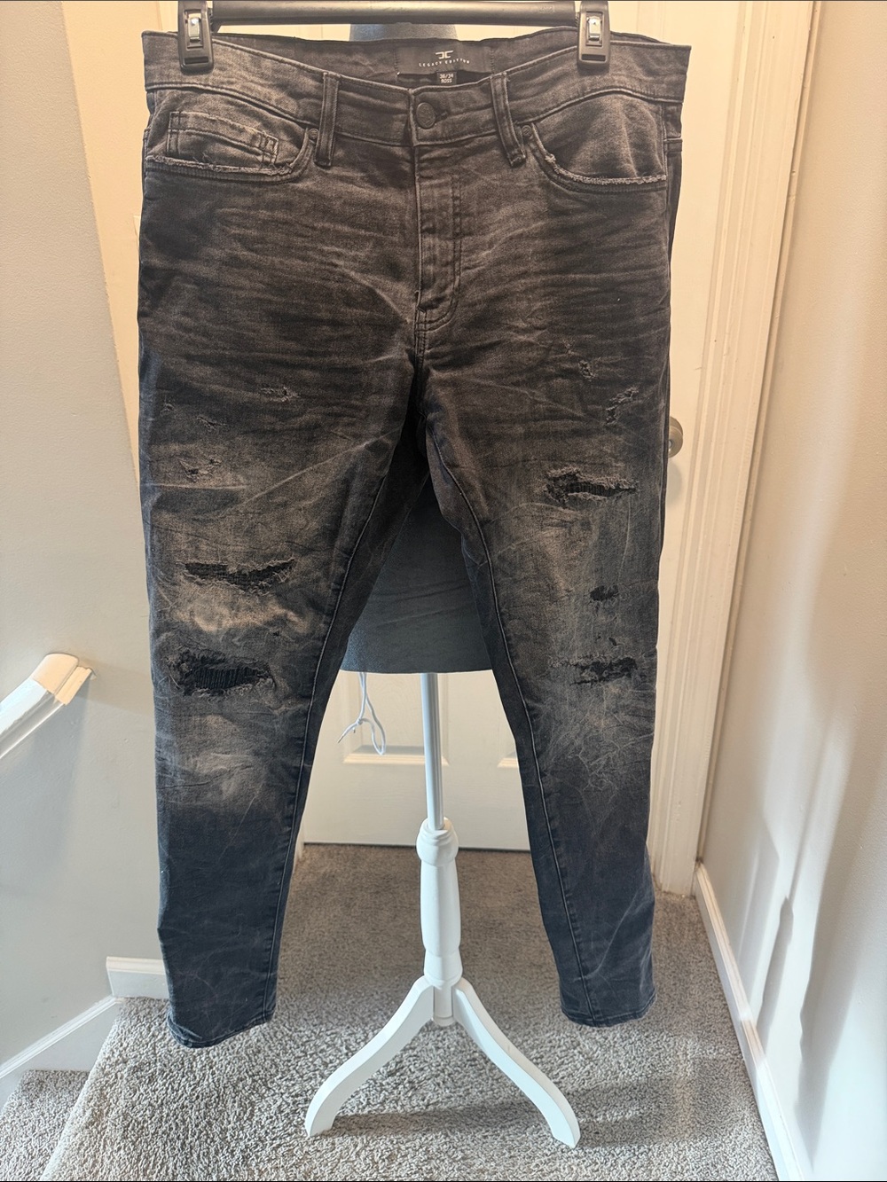 Jordan Craig Slim Distressed Charcoal Jeans